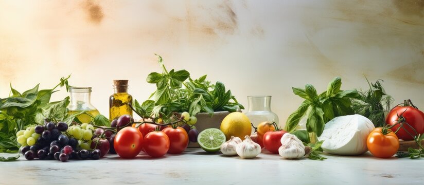 In the isolated white kitchen against the backdrop of a colorful background the expert chef prepared an authentic Italian menu featuring organic ingredients natural and healthy food choices 