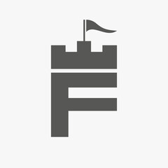 Castle Logo With F Logo Symbol Vector Template