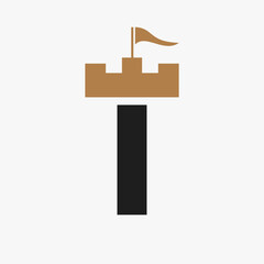 Castle Logo With I Logo Symbol Vector Template