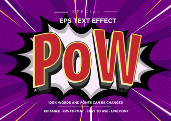 editable text style effect modern pow comic illustrator. vector design template