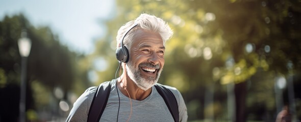 man listening to music while jogging