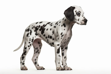 Purebred Dalmatian, a beautiful and intelligent canine, stands gracefully. Classic black and white elegance is AI Generative.