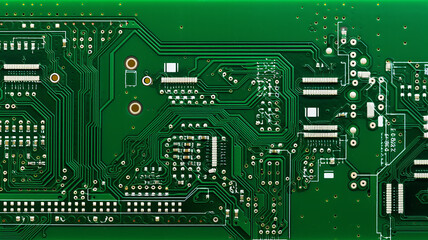 green microelectronics, microchip computer printed circuit board electronic chip, abstract fictional background