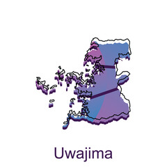 Map City of Uwajima design, High detailed vector map - Japan Vector Design Template, suitable for your company