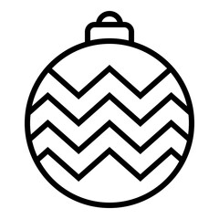 Obraz premium Christmas ball icon. black line art vector isolated on white background. winter decoration design, christmas tree and new year.