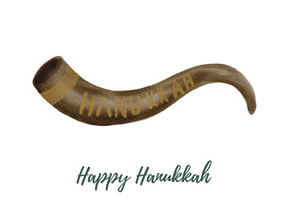 Watercolor illustration of jewish religious traditional decor. Isolated on a white background. For designs, for hanukkah celebration