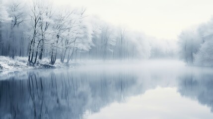 Fototapeta na wymiar forest frost environment foggy frosty illustration beautiful reflection, cold snow, season background forest frost environment foggy frosty