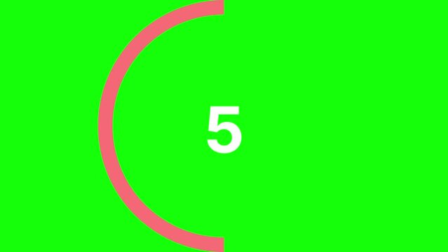 Countdown green screen motion graphic for video resources with circle bar loading element. motion graphic resources number of timer or count down.