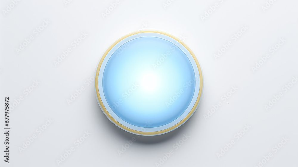 Poster blue light luminescent button isolated on the background of computer graphics website design