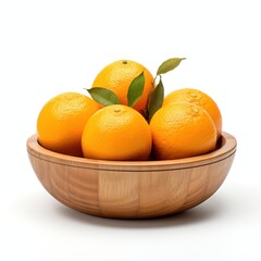 Fruit bowl with tasty oranges isolated on white