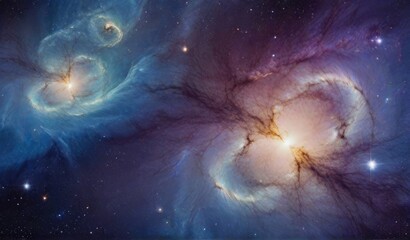 Nebula and galaxies in deep space