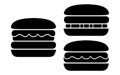 ハンバーガーのシルエット・アイコンのベクター素材　ベクター他・透過PNG・JPEG白背景