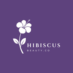 hibicus flower beautiful botanical organic line abstract logo design vector illustration.
