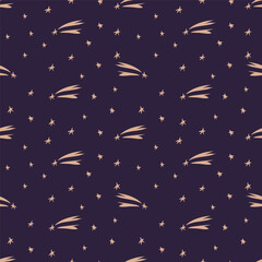 Naklejka premium Space seamless pattern with stars and comets