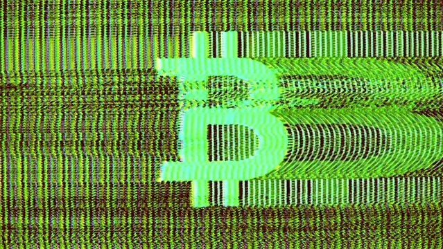 Bitcoin BTC Glitch Analog Noise Texture Pattern. Animation
