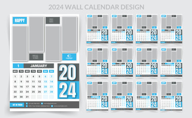 12-Page 2024 Wall Calendar template set