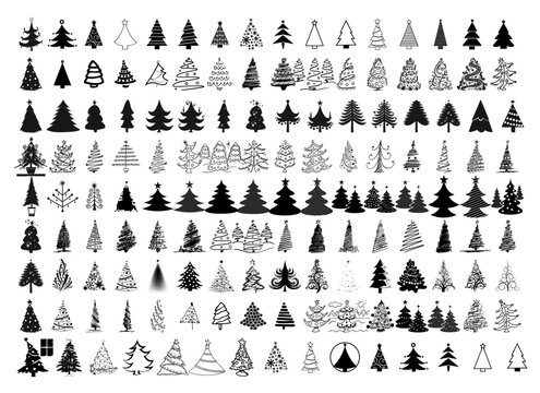 150+ Pine tree Christmas tree full set vector file download