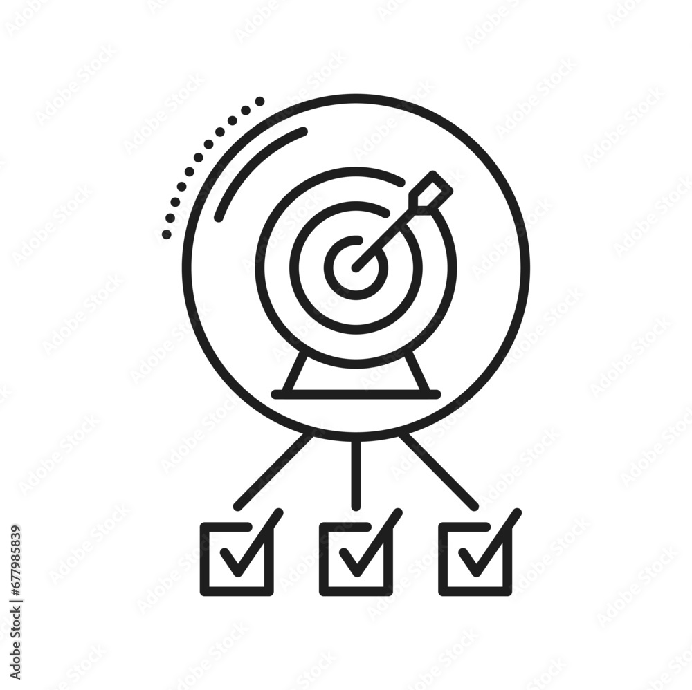 Poster planning icon. project, goal, management and schedule symbol. isolated vector linear sign with aim a