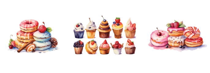 watercolor dessert food bakery cupcake bread cake cute