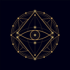 Mystical tribal geometric shape, bohemian decoration. Myth and mediation magic esoteric alchemy symbol. Vector mystery shape, aztec mystic figure