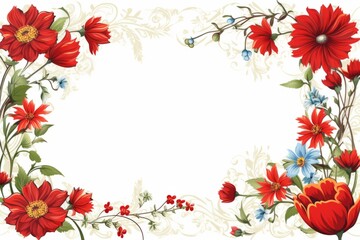 Frame with red flowers ornate border