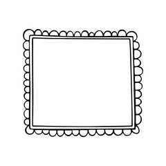 Black and white frame illustration, hand-drawn in doodle style, vector. Decorative element for design, decoration and text. Black frame marker.