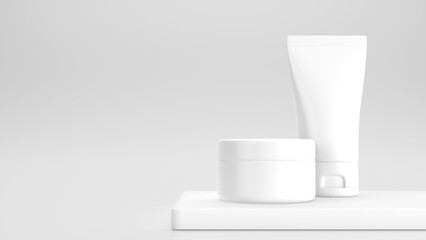 Mockup Cosmetic Tube and Cream Jar on Podium