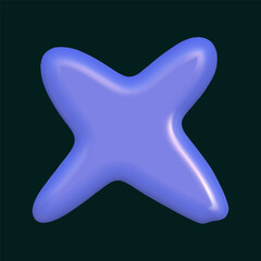 Fototapeta premium 3d abstract y2k element star. Plastic colorful playful doodle shape. 3d vector render.