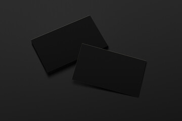 3D rendered horizontal luxury and minimalist Business visiting card mock-up in dark black color...