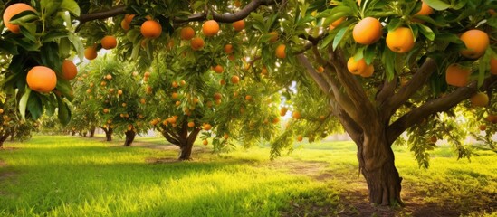 lush garden a vibrant orange tree stood tall entwined with nature as it bore the fruits of health...