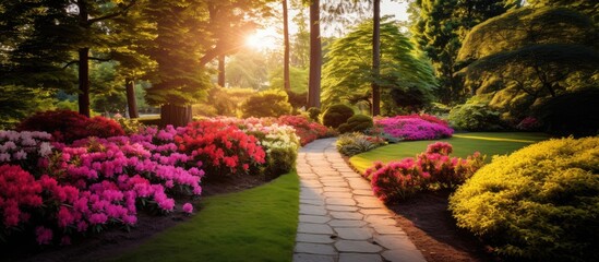 lush garden amidst a sea of vibrant green plants the beautiful backdrop of nature provided the perfect canvas for the colorful summer blossoms to showcase their breathtaking beauty and natu