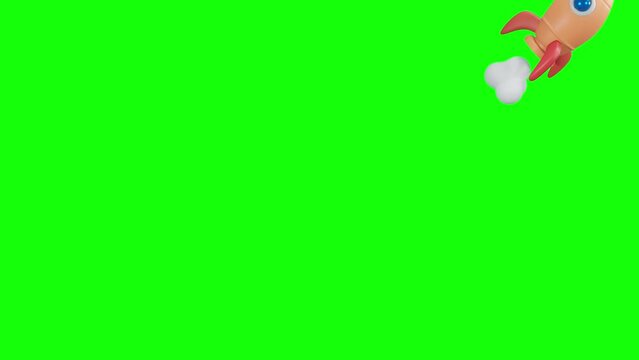 3d rocket motion vertically up motion on greenscreen background. transparent motion graphic or  video resources.