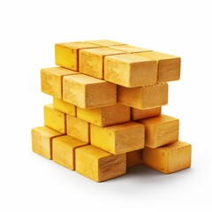 Stack of yellow bricks isolated on dark background