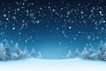 Fototapeta na wymiar Illustration of winter snowy landscape with Christmas trees. Copy space.