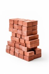 Stack of red bricks isolated on dark background