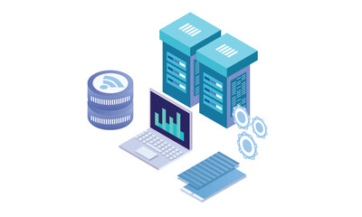 Isometric social media cloud server.on white background.3D design.isometric vector design Illustration.