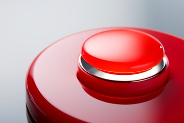 Red emergency button close up, to push to switch something on or off