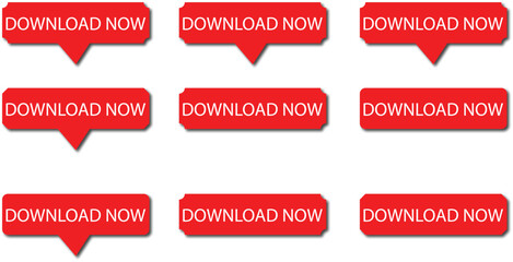 set of red download button label