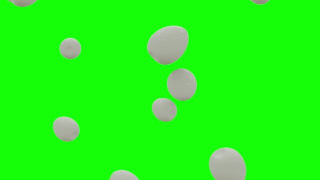 Boiled Eggs Falling on Green Screen With Alpha Matte 4K
