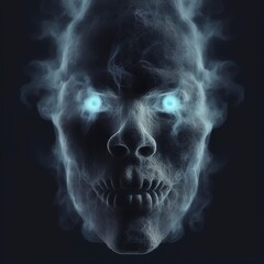skull with smoke on black human skull on black smoke