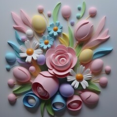 colourful easter egg and flower3 d illustration