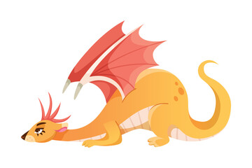 Fairy Dragon as Winged and Horned Legendary Creature Vector Illustration