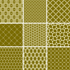 Set of seamless geometric patterns for your designs and backgrounds. Geometric abstract golden and white ornament. Modern ornaments with repeating elements