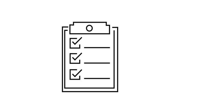 line art clipboard men data something, note board clip art illustration of lines moving along lines. video clip with a white background