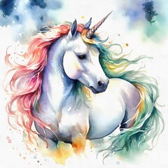 Obraz na płótnie Canvas Watercolor fantasy unicorn