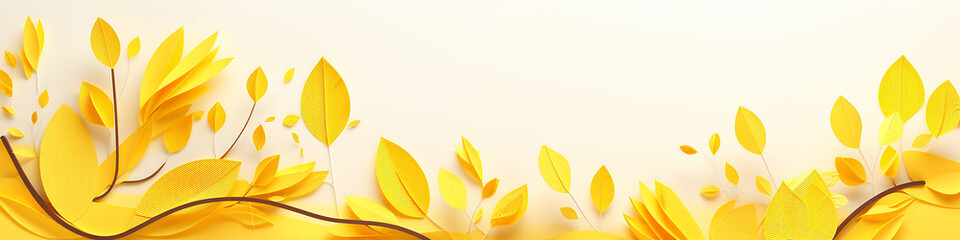 yellow leaves on a white background 3d drawing.