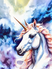 Obraz na płótnie Canvas Watercolor fantasy unicorn