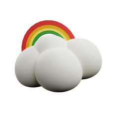 3 D illustration of rainbow cloudy weather icon