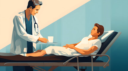 Healthcare Harmony: Cartoon Style Illustration of a Person Receiving Medical Care