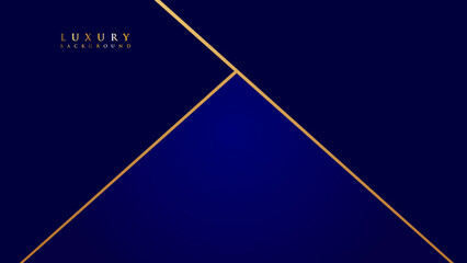 Abstract wide gradient blue luxury design of overlap template with gold line background. Overlapping with tech cover header template.  vector illustration